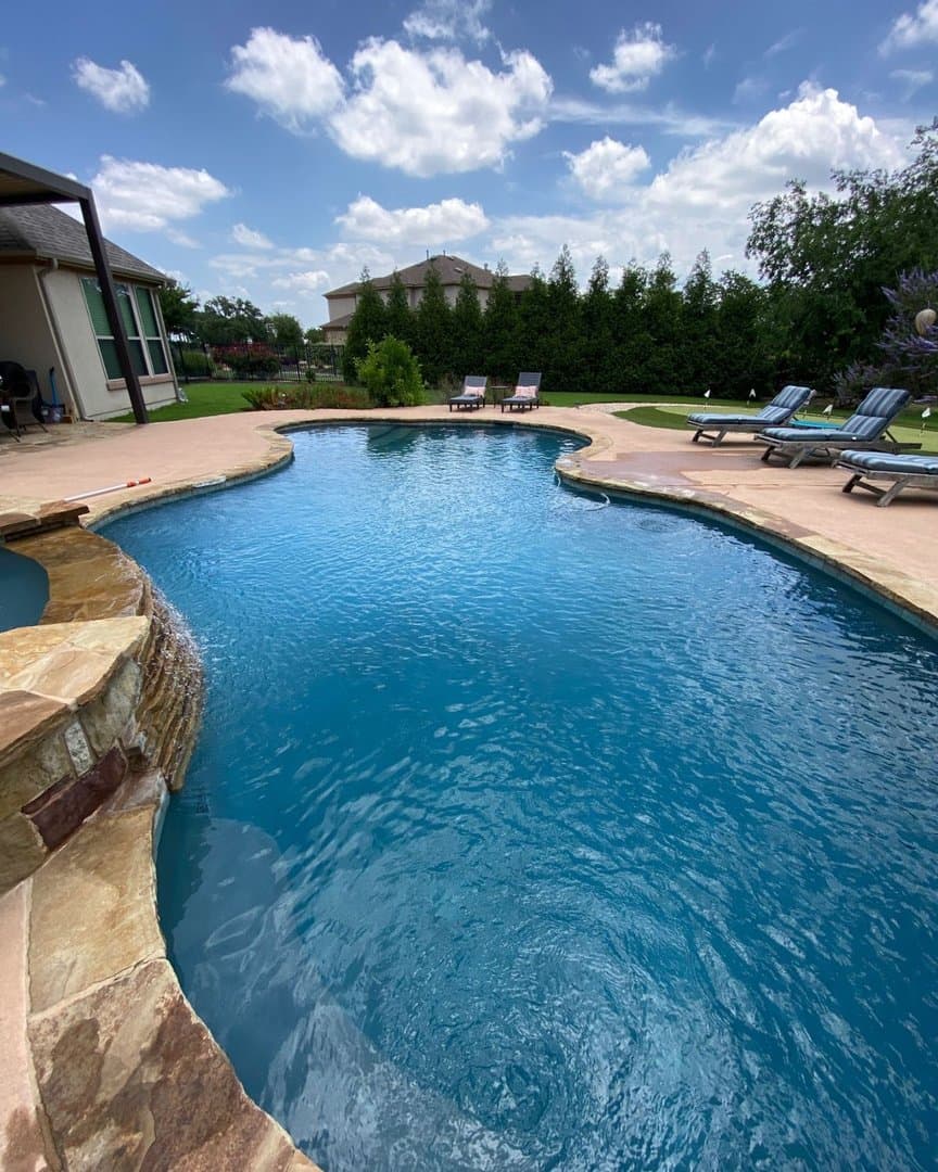 Freeform Pool with Stone Waterfall
